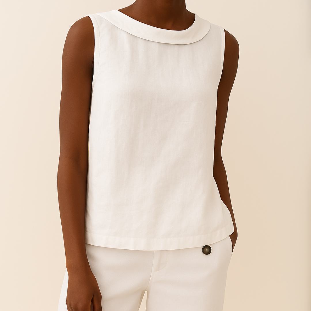 Josephine – Sleeveless Roll Collar Top