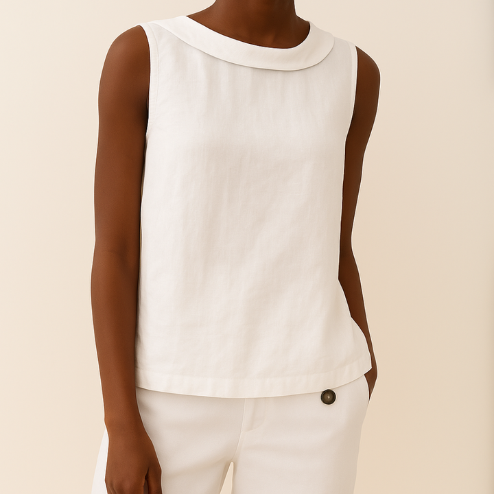 Josephine – Sleeveless Roll Collar Top