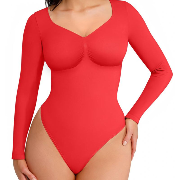 Jill – Seamless Shaping Long Sleeve Thong Bodysuit