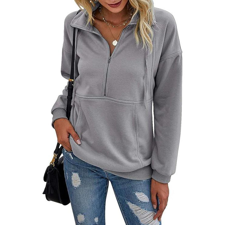 Annie – Lapel Zip-Up Casual Pullover Sweatshirt