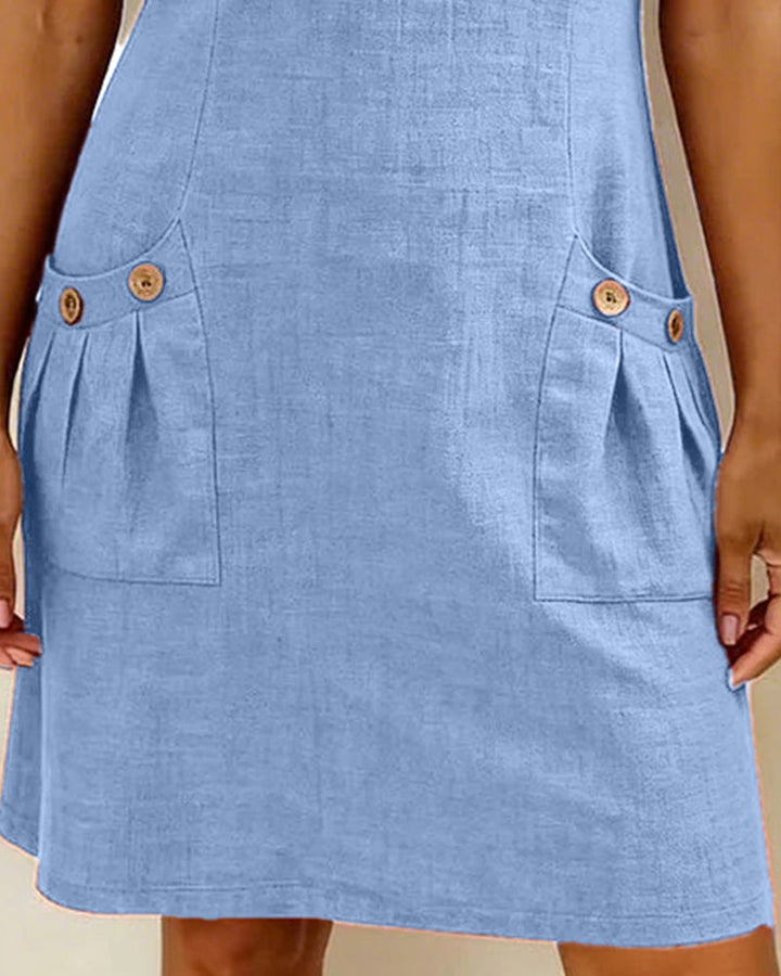 Wendy – Zip Neck Linen Mini Dress