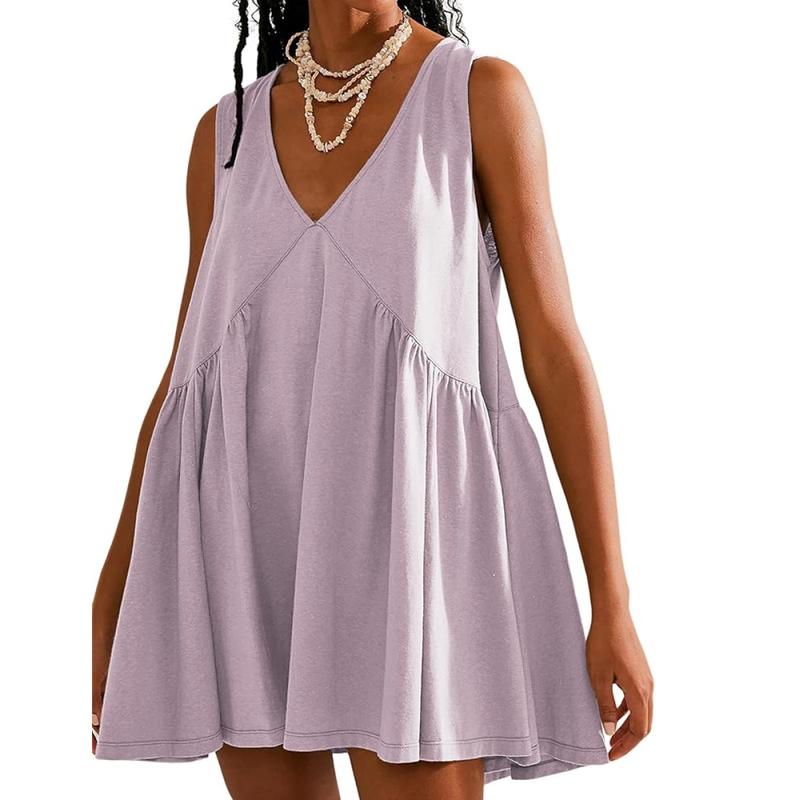 Danna – Casual V-Neck Flared A-Line Tank Dress