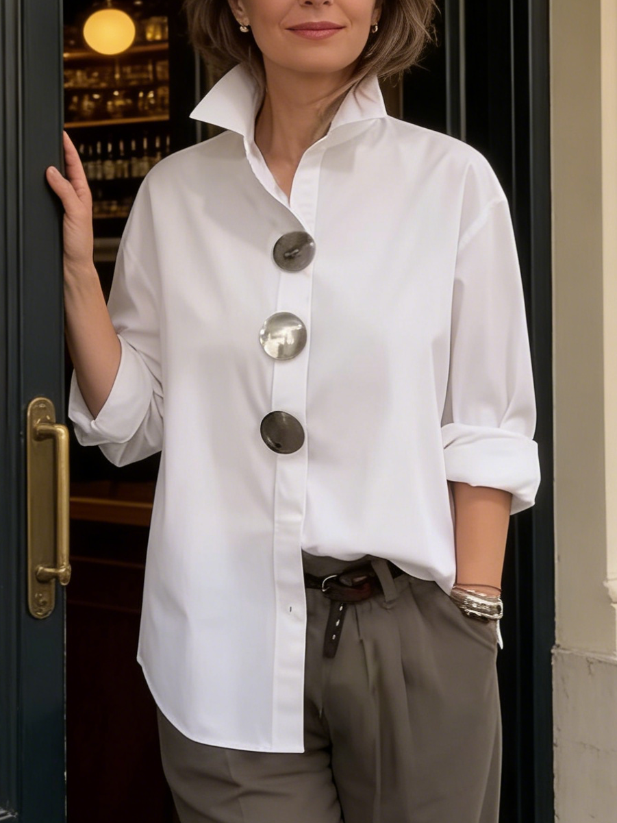 Willa – Statement Button Stand Collar Blouse
