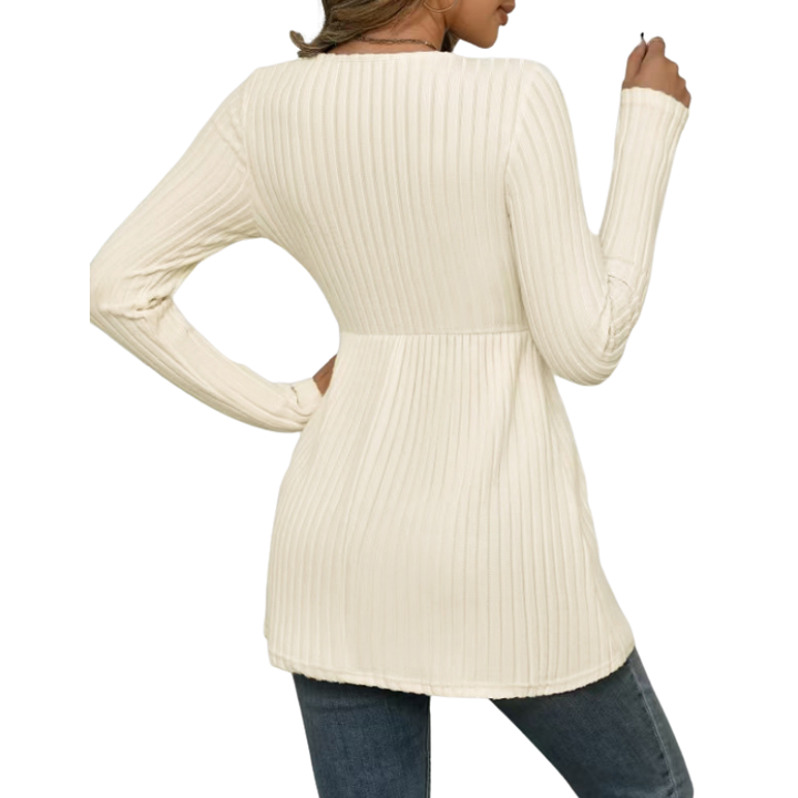 Betty – Elegant Shirred Waist Long Sleeve Dress