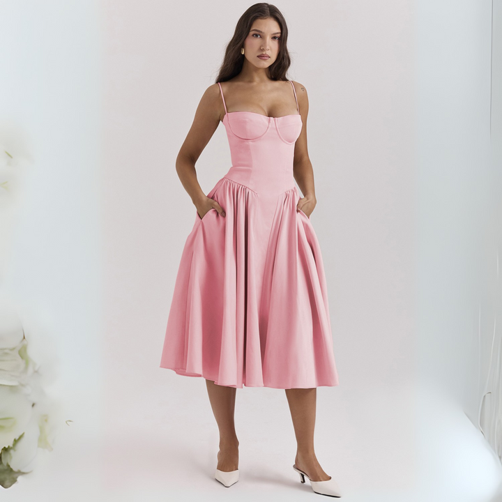 Stephanie – Chic Spaghetti Strap Bodycon Midi Dress