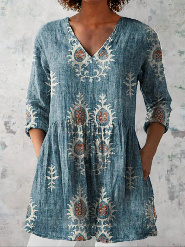 Joan – Long V-Neck Blouse