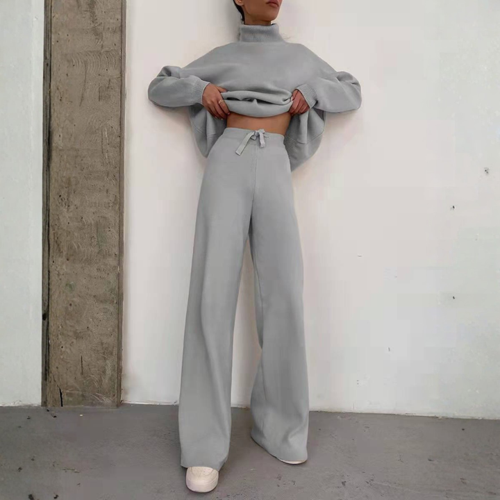 Cynthia – Cozy Long Sleeve Turtleneck Top and Wide Leg Pants Set
