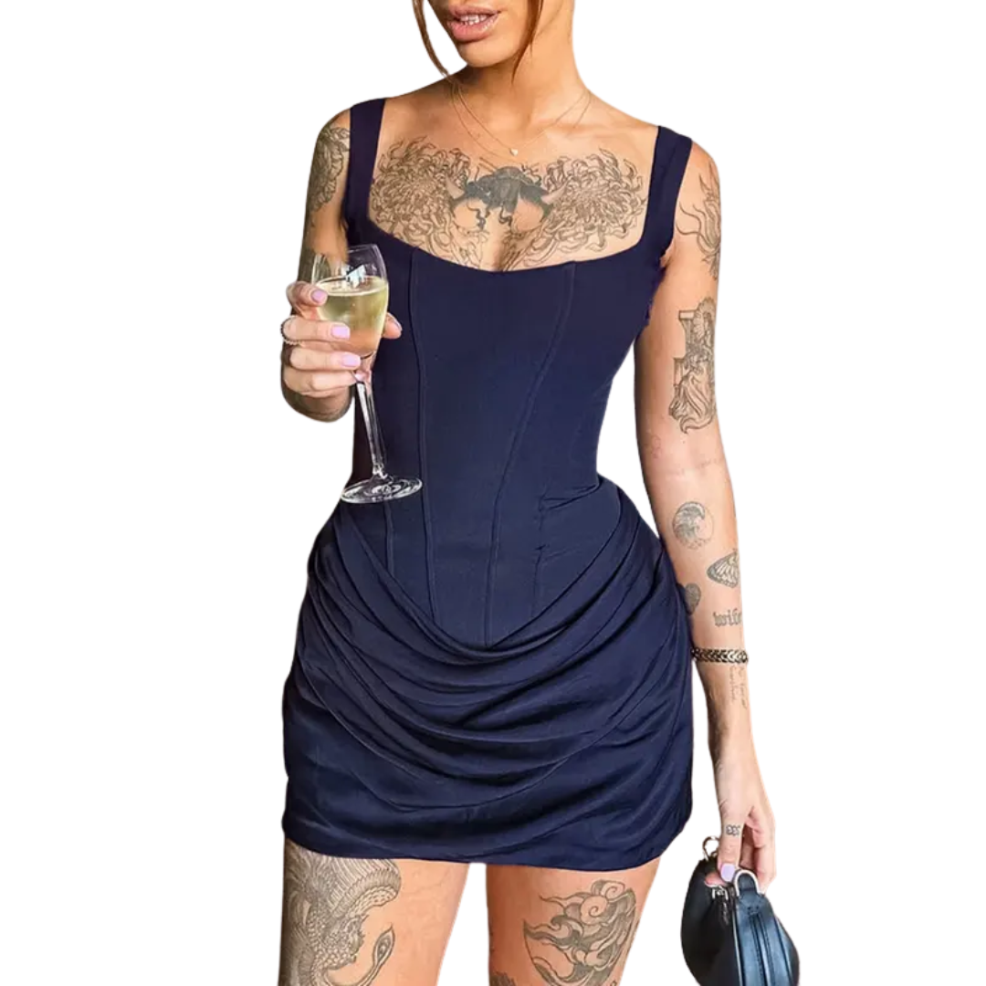 Isobel – Ruched Drawstring Corset Mini Dress