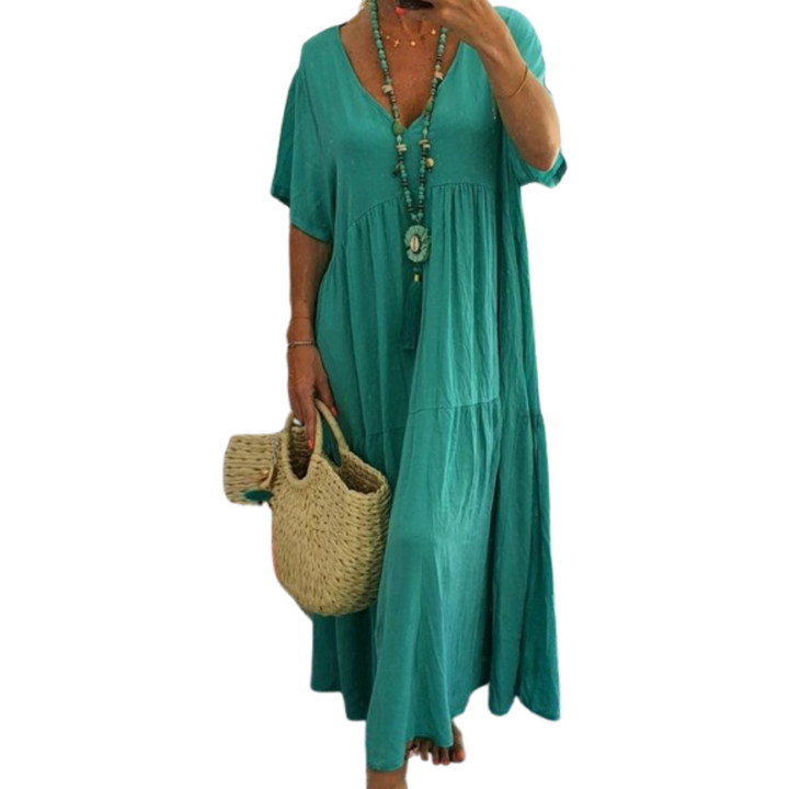 Deirdre – Comfy V-Neck Casual Ruffle Boho Dress