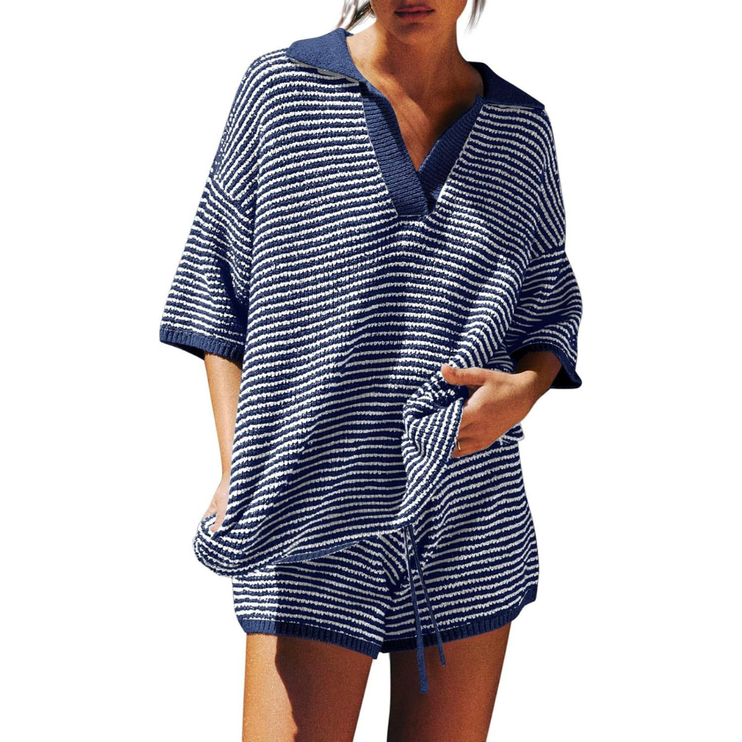 Anthea – Casual Striped Knit Summer Two-Piece Set