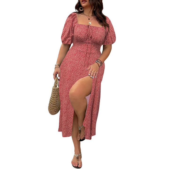 Sonia – Elegant Plus Size Tie Front Floral Dress