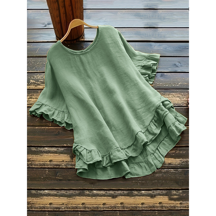 Eileen – Simple Plus Size Ruffle Hem Summer Blouse