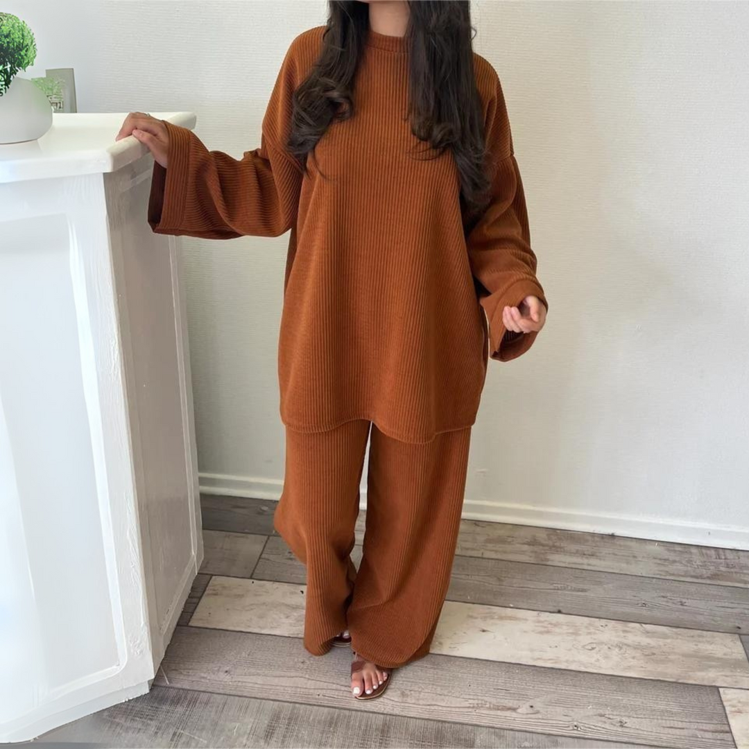 Uni – Casual Loose Top and Wide Leg Pants Set