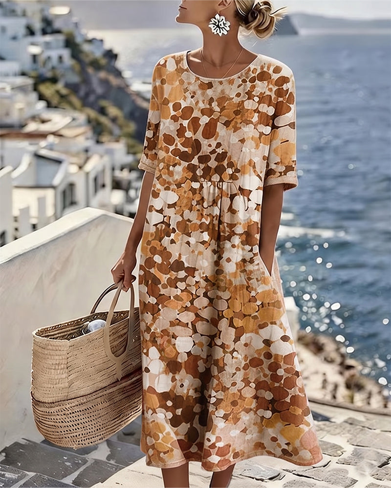 Elena – Abstract Print Relaxed Midi Dress