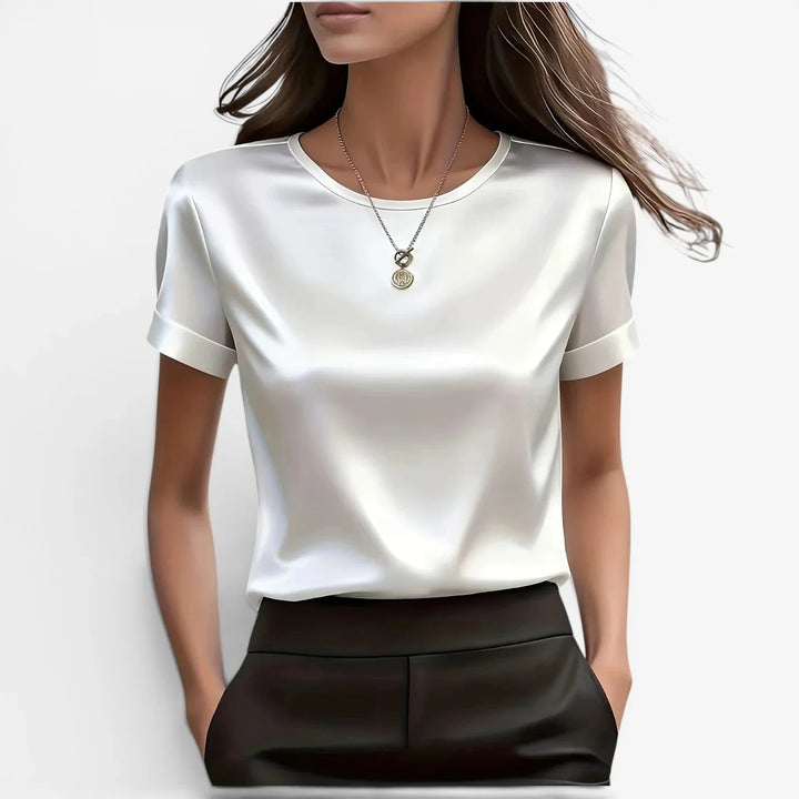 Nadine – Satin Finish Short Sleeve Top