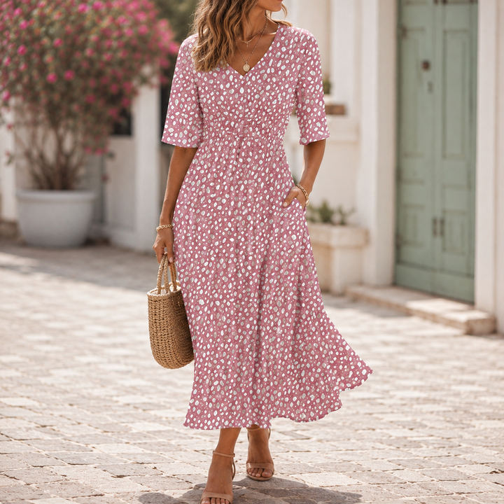 Francesca – Elegant Midi Dress with Tummy Concealing Design
