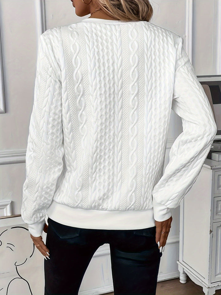Frances – Bow Print Round Neck Knit Pullover