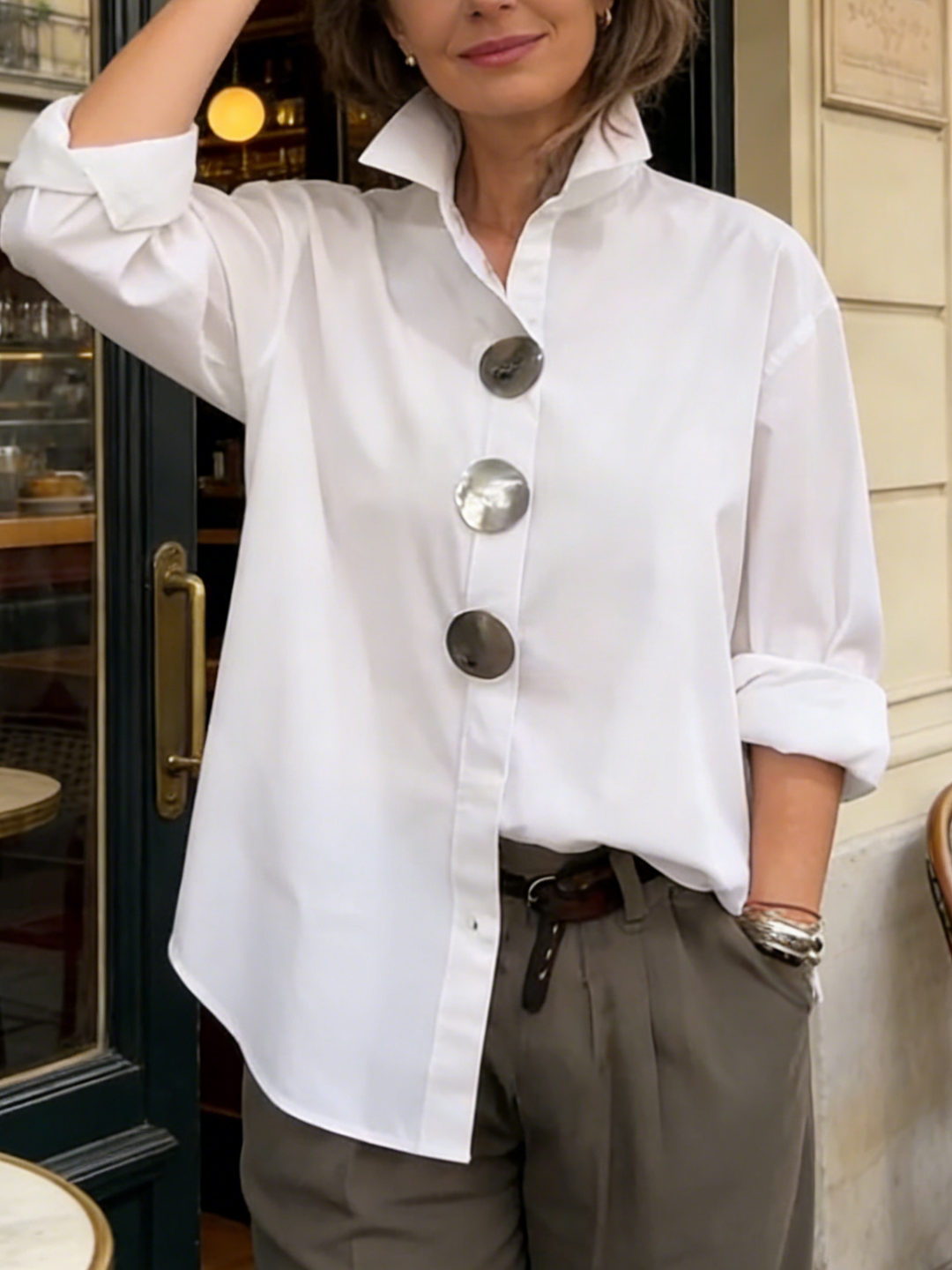 Willa – Statement Button Stand Collar Blouse