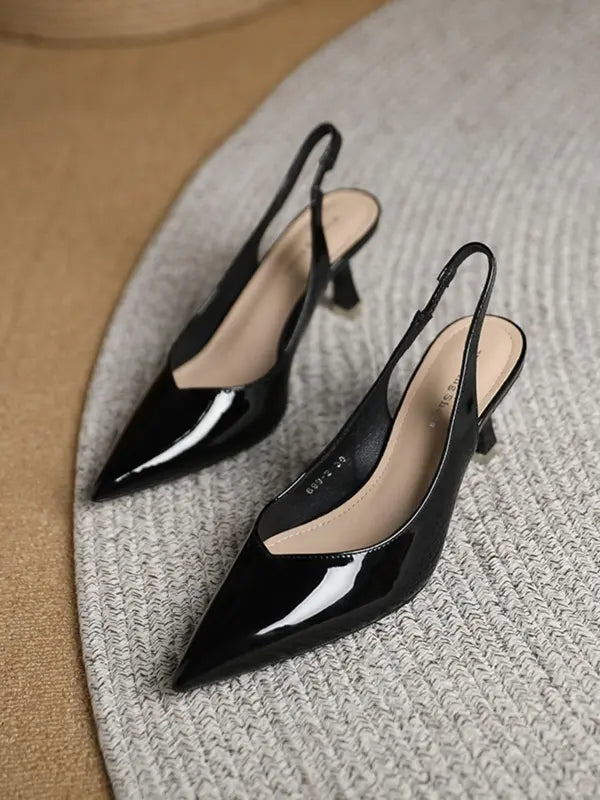 Stephanie – Leather Slingback Pointed Toe Pumps
