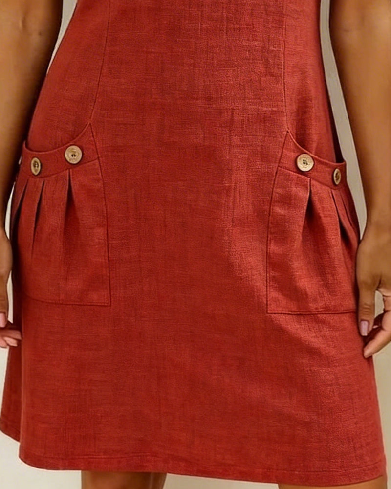 Wendy – Zip Neck Linen Mini Dress