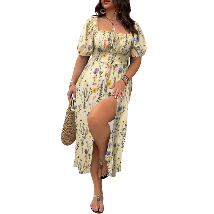 Sonia – Elegant Plus Size Tie Front Floral Dress