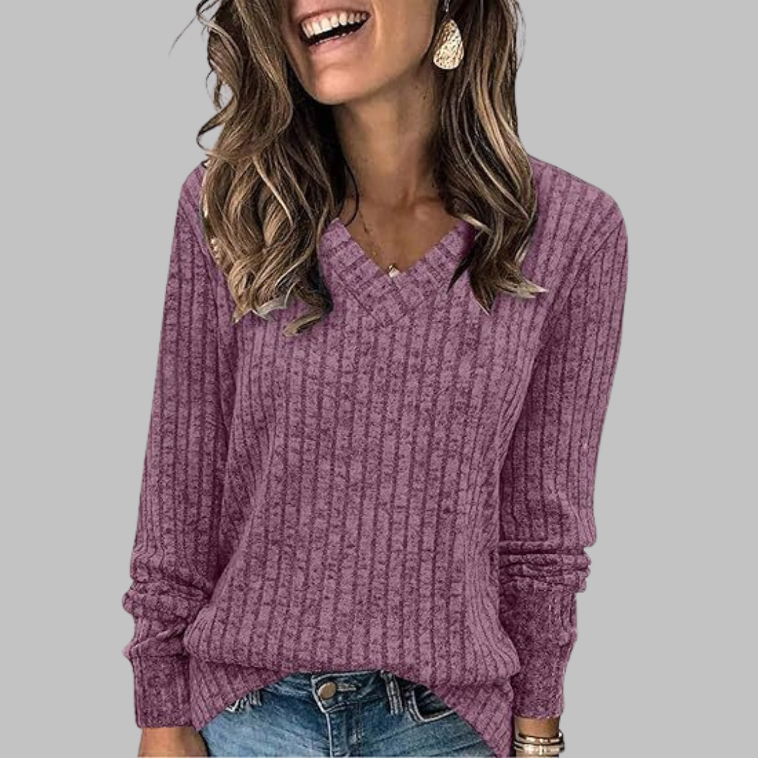 Sonia – Comfy V-Neck Long Sleeve Top