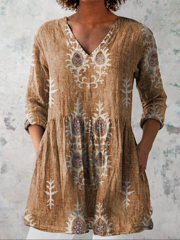 Joan – Long V-Neck Blouse