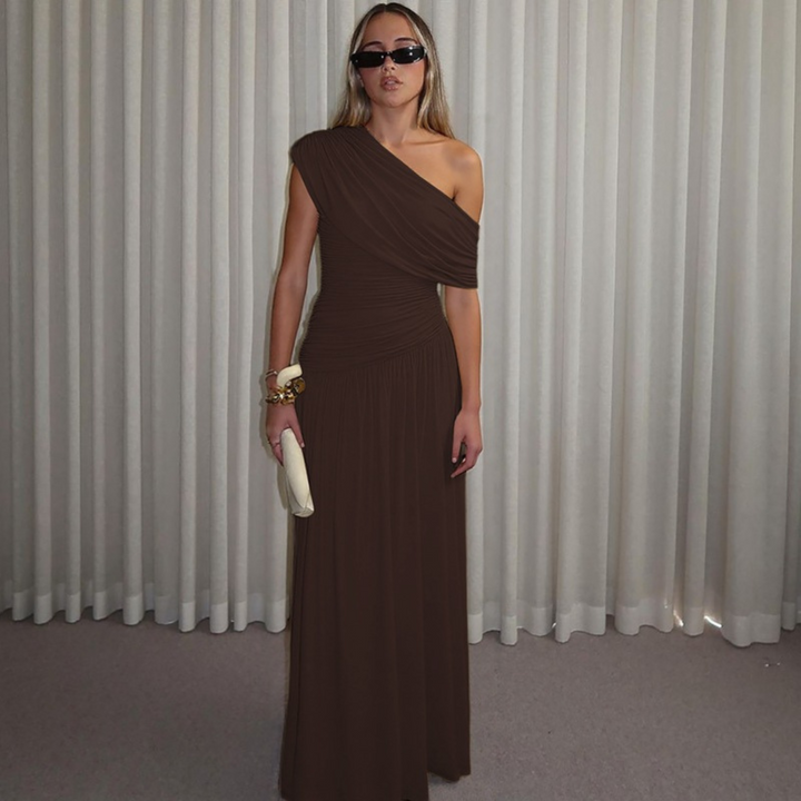 Sally – Elegant One Shoulder Evening Maxi Dress