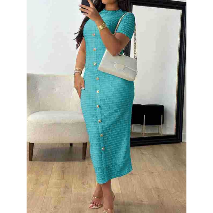 Alina – Elegant Crew Neck Formal Midi Dress