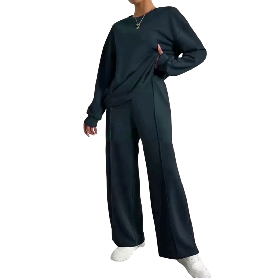 Stephanie – Ribbed Crop Top and Elastic Waist Pants Casual Set