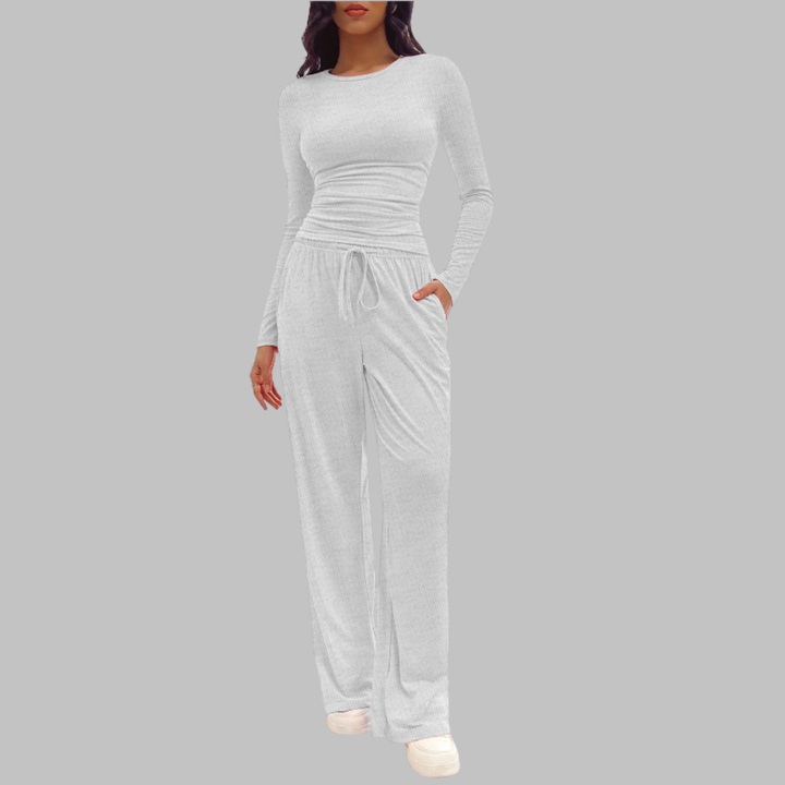 Sonia – Casual Long Sleeve Top and Wide Leg Pants Set