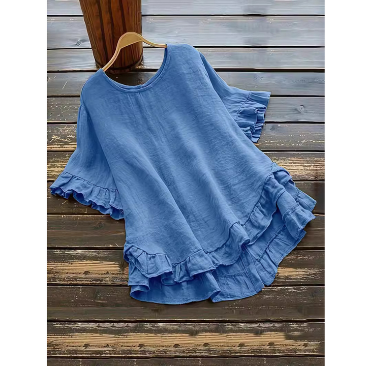 Eileen – Simple Plus Size Ruffle Hem Summer Blouse