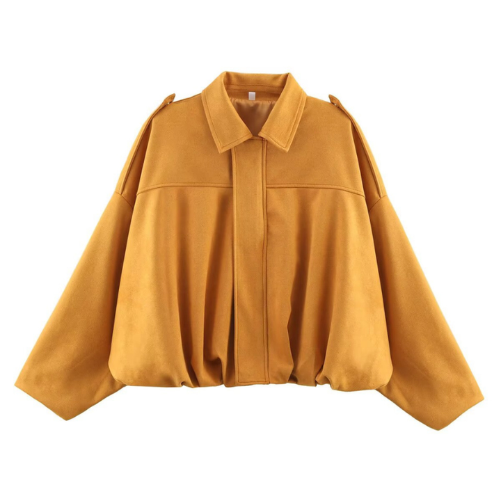 Jill – Classy Long Sleeve Collared Fuzzy Coat