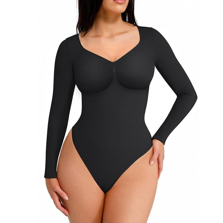 Jill – Seamless Shaping Long Sleeve Thong Bodysuit