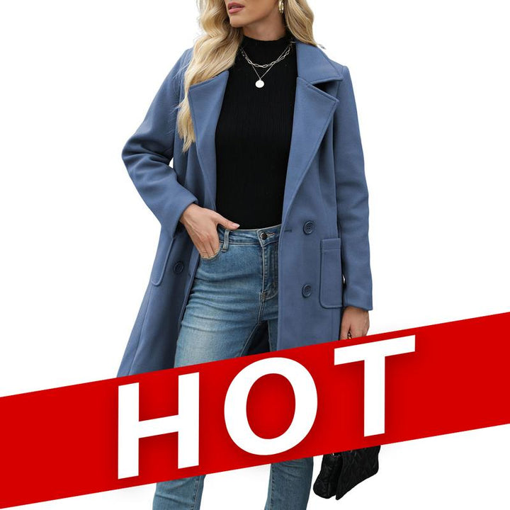Angela – Casual Wool Blend Warm Notch Lapel Winter Coat