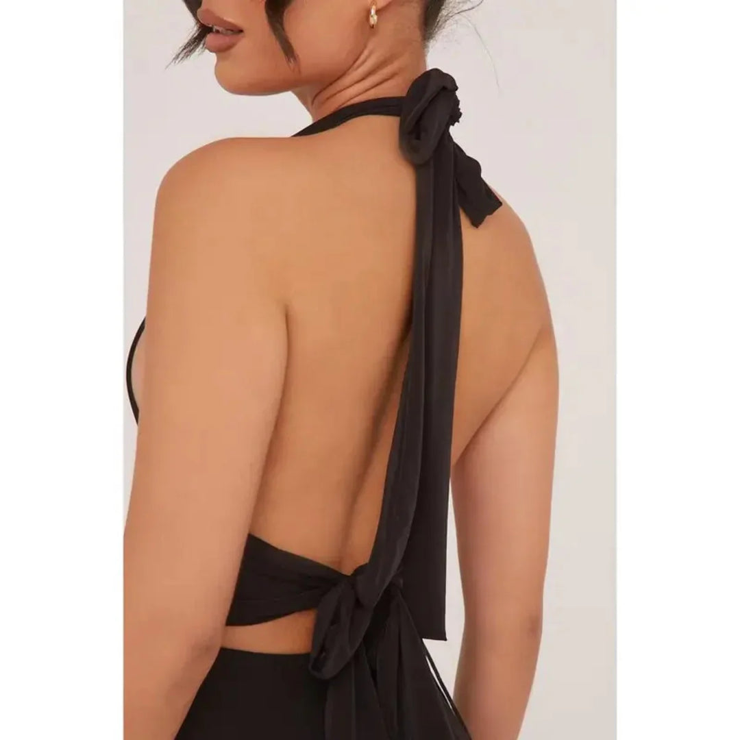 Betty – Chic Backless Halter Evening Mini Dress