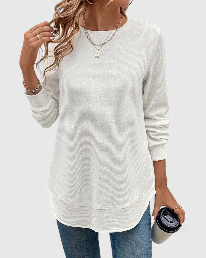 Philippa – Elegant Round Neck Long Sleeve Blouse