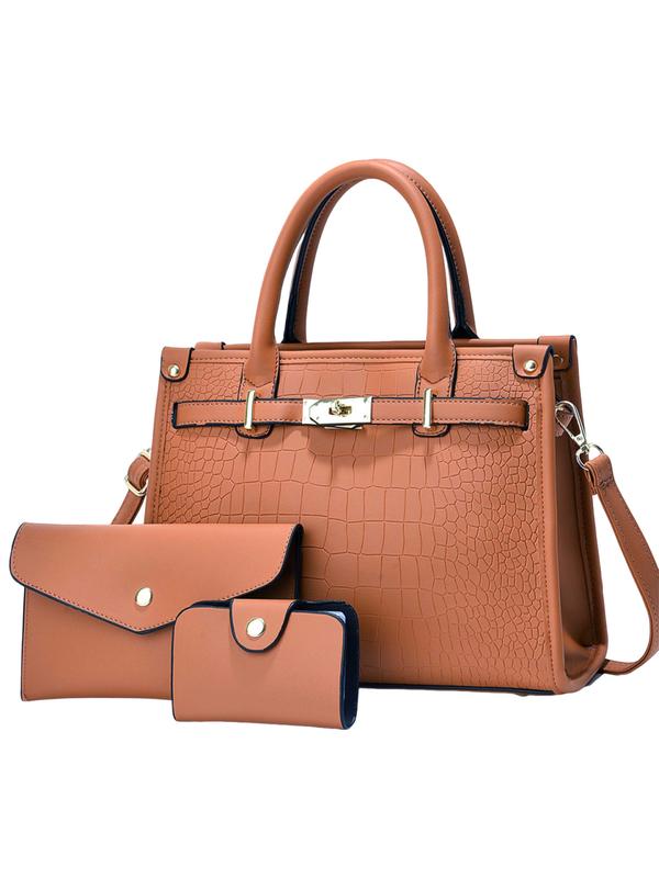 Sonia – Crocodile Embossed Large Capacity Crossbody Handbag Set
