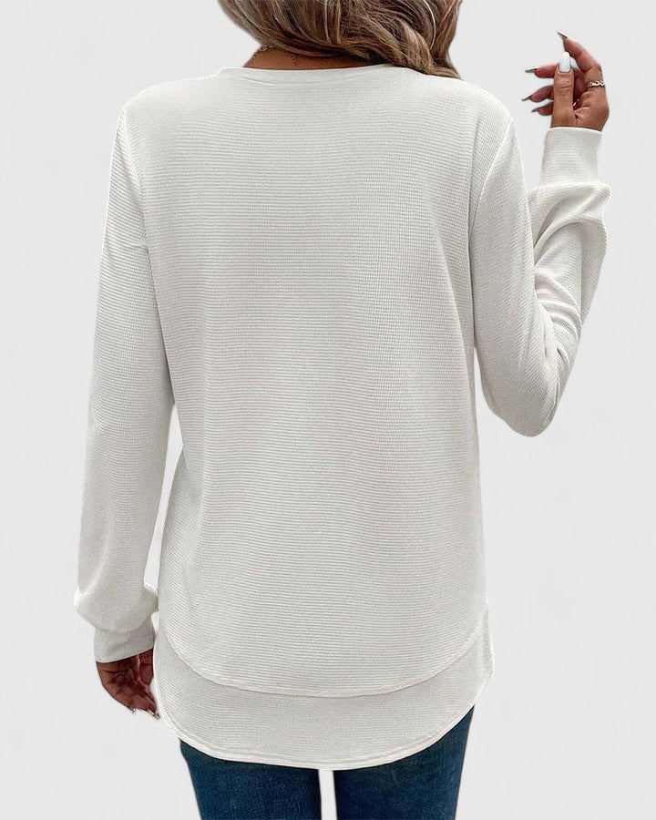 Philippa – Elegant Round Neck Long Sleeve Blouse