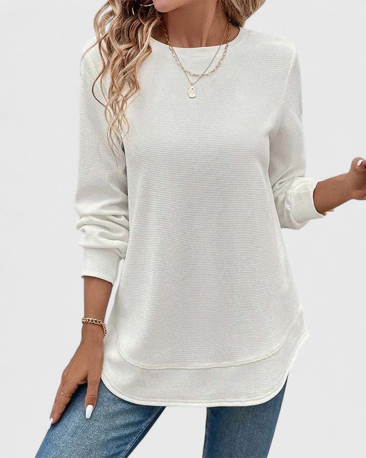 Philippa – Elegant Round Neck Long Sleeve Blouse