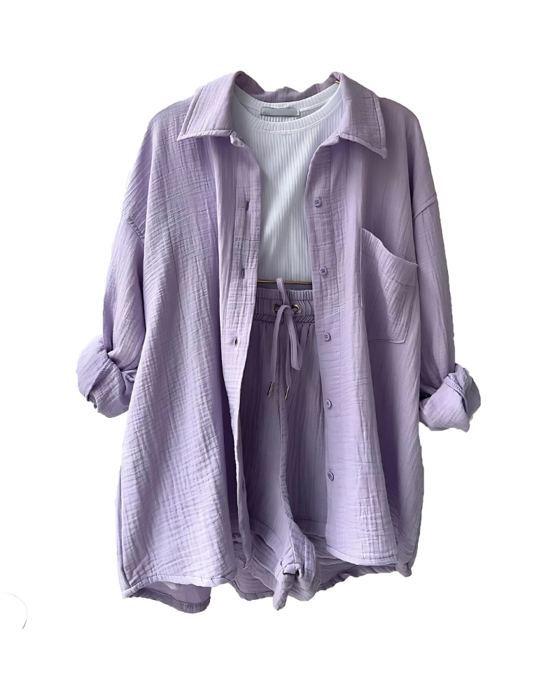 Vera – Modern Button-Up Shorts Set