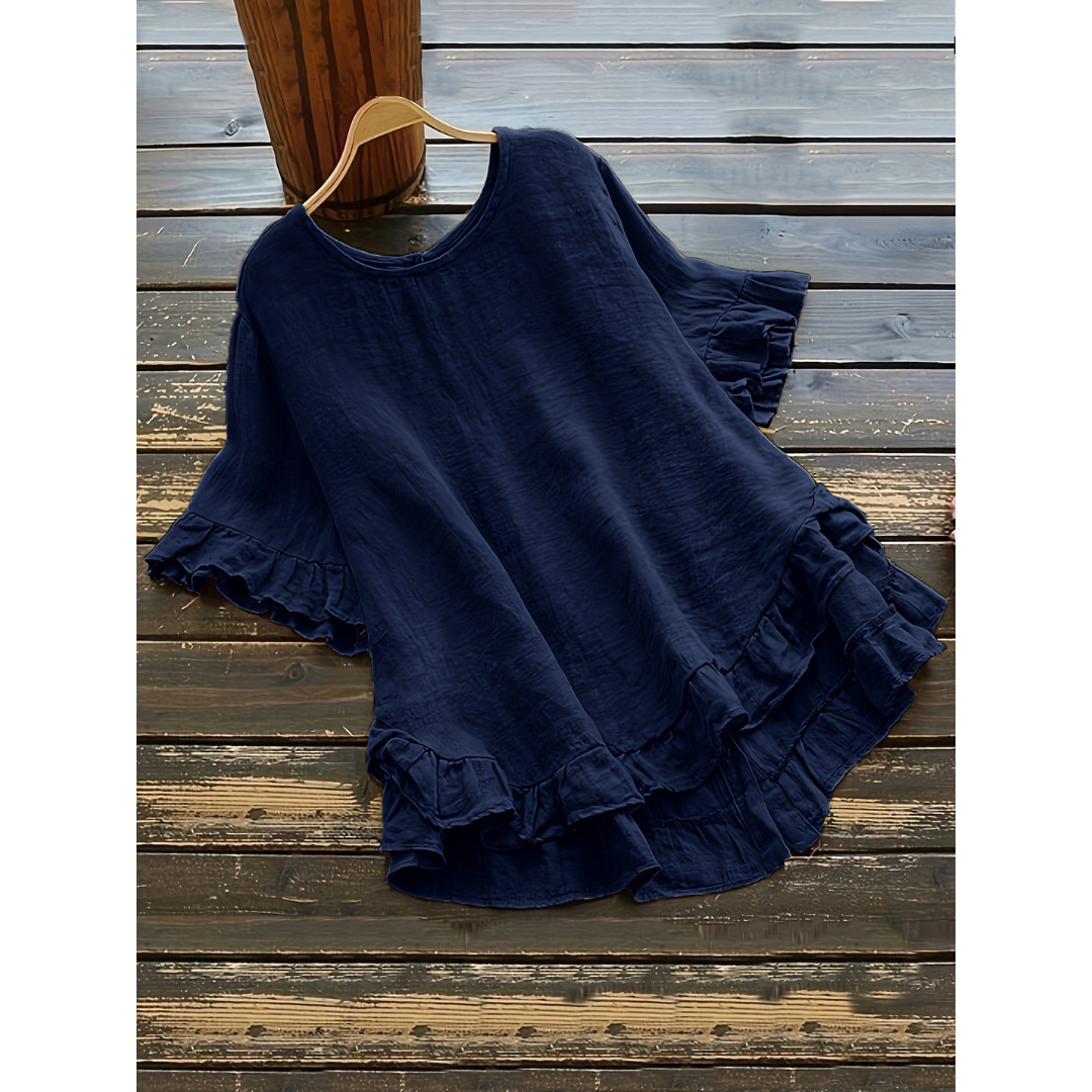Eileen – Simple Plus Size Ruffle Hem Summer Blouse