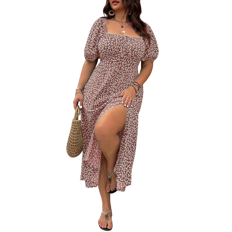 Sonia – Elegant Plus Size Tie Front Floral Dress