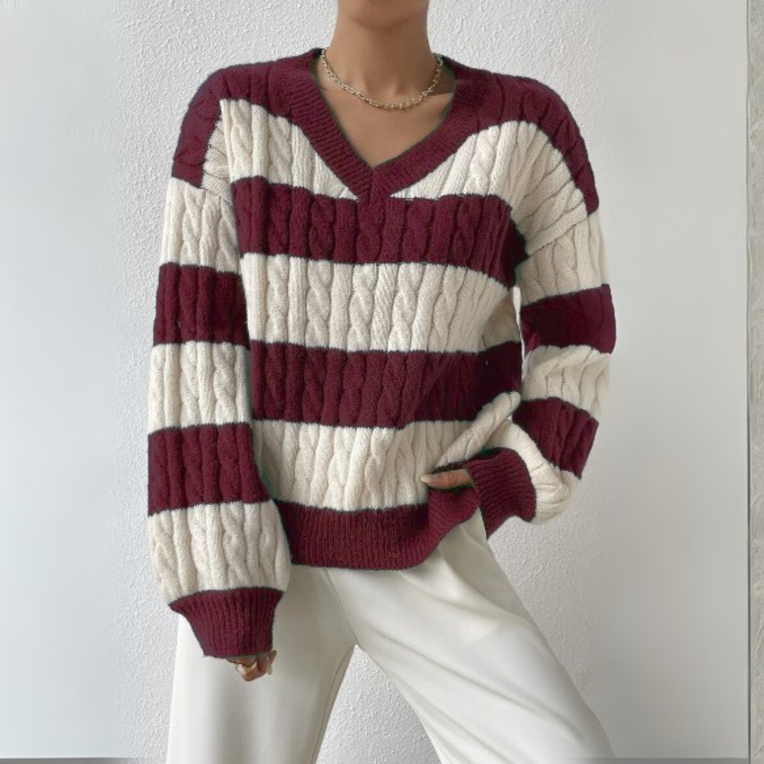 Teresa – Comfy V-Neck Long Sleeve Sweater