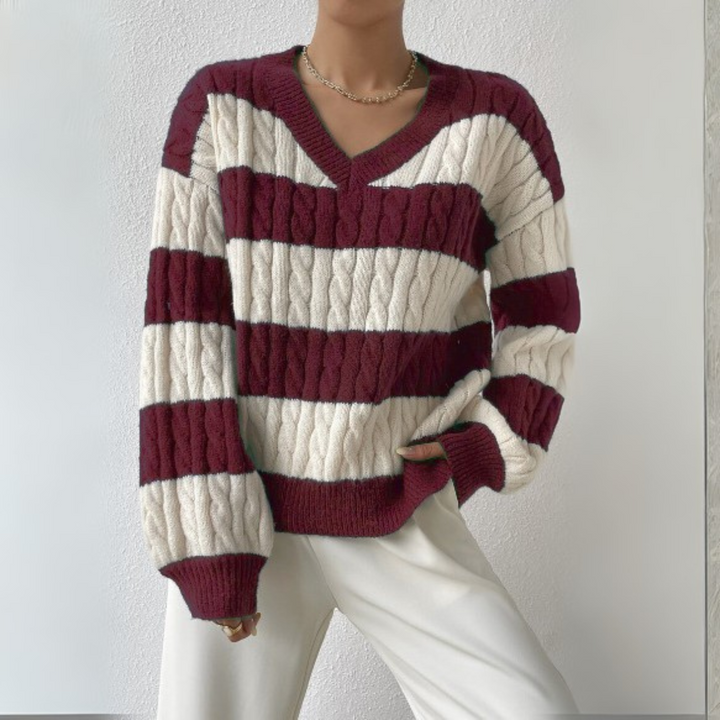 Teresa – Comfy V-Neck Long Sleeve Sweater