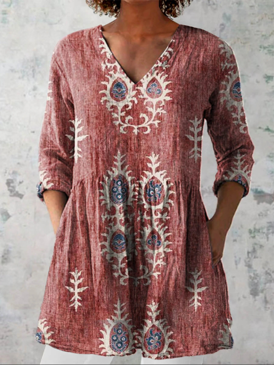 Joan – Long V-Neck Blouse