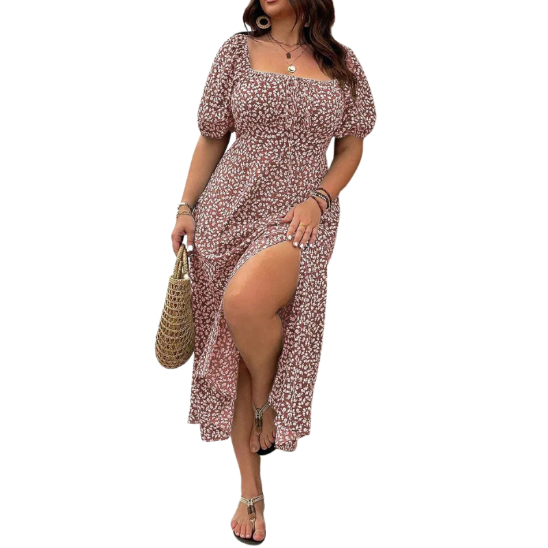 Sandra – Trendy Plus Size Floral Print Dress