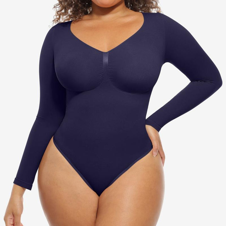 Jill – Seamless Shaping Long Sleeve Thong Bodysuit