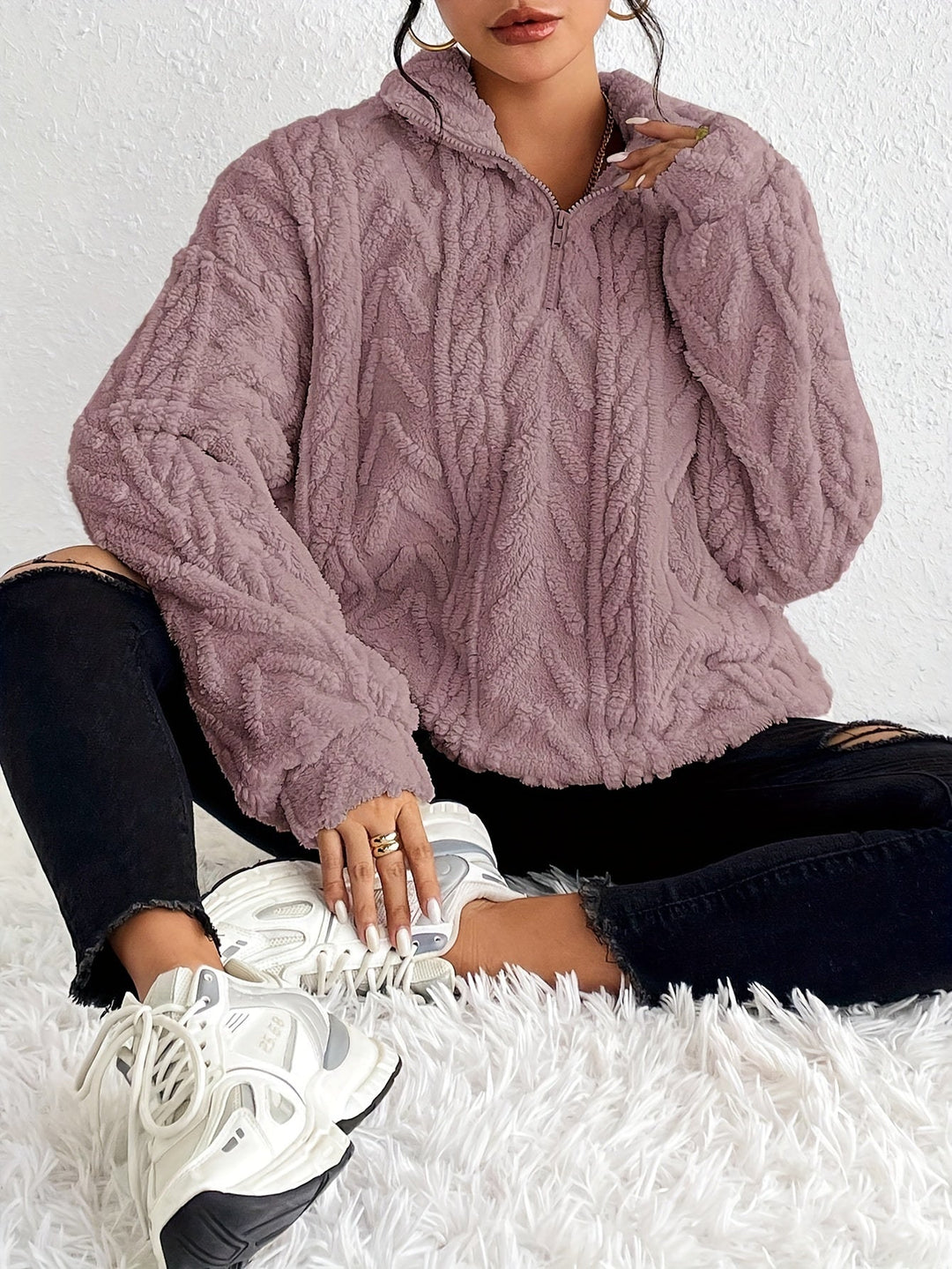 Heidi – Open Front Knit Cardigan with Cartoon Print