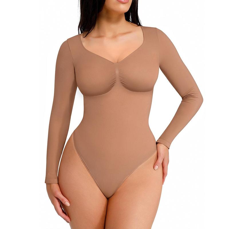 Jill – Seamless Shaping Long Sleeve Thong Bodysuit